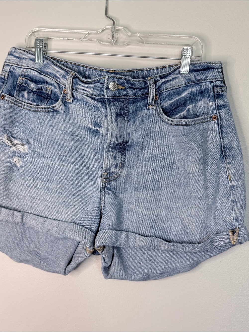 Old Navy Light Wash Denim Roll-Cuff Shorts